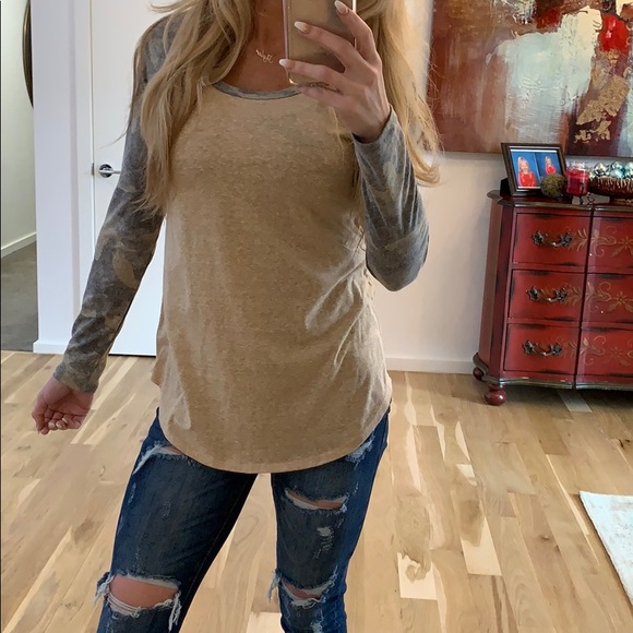 Camo Printed Mustard Top - Picture 3 of 7